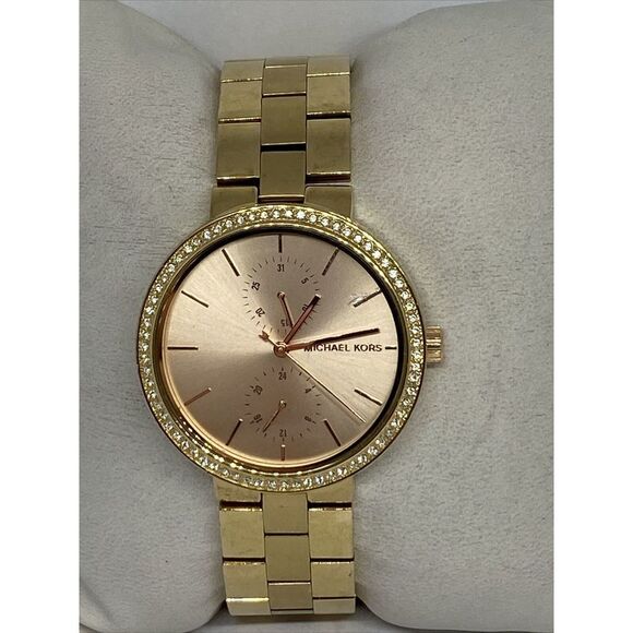 Michael Kors MK5441 Women's Stainless Steel Rose Dial Analog Quartz Watch KS702 - Picture 1 of 12